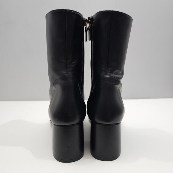 Stuart Weitzman Flareblock 60 Ankle Boot Womens 10 Black Leather Zip Block Heel - Picture 8 of 15